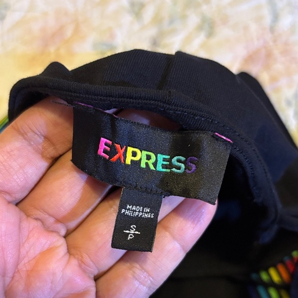 Express Black Mini Dress with Colorful Stripes - Picture 4 of 4